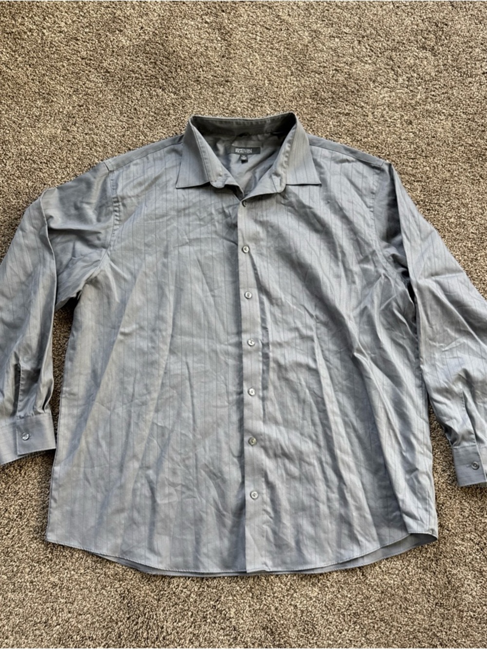 Kenneth Cole Reaction Mens XXL 18 34-35 Wrinkle Free 100% Cotton Gray Shirt EUC